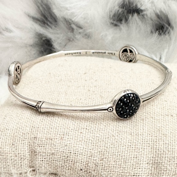 John Hardy 925 Lava Colorway Black Sapphire 3 Station Bamboo Bangle Bracelet - Picture 2 of 7